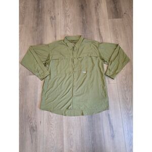 Drake Men's 2XL XXL Green Vented Wingshooter's Long Sleeve Button Up